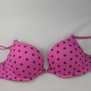 Double push up pink polka dot bra